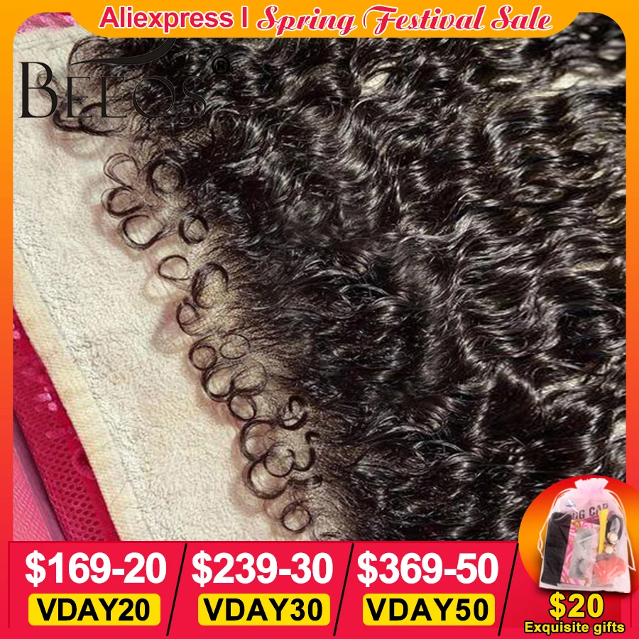 Curly Baby Hair 13x6 HD Lace Frontal Only Pre plucked Kinky Edge Hairline HD Transparent Lace Brazilian Human Hair Water Wave