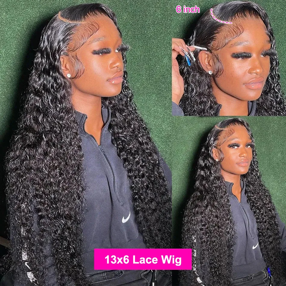 Lace Front Wigs 32 40Inch 200 Density Water Wave 13x6 HD Transprent Human Hair Remy Loose Curly 13x4 For Women