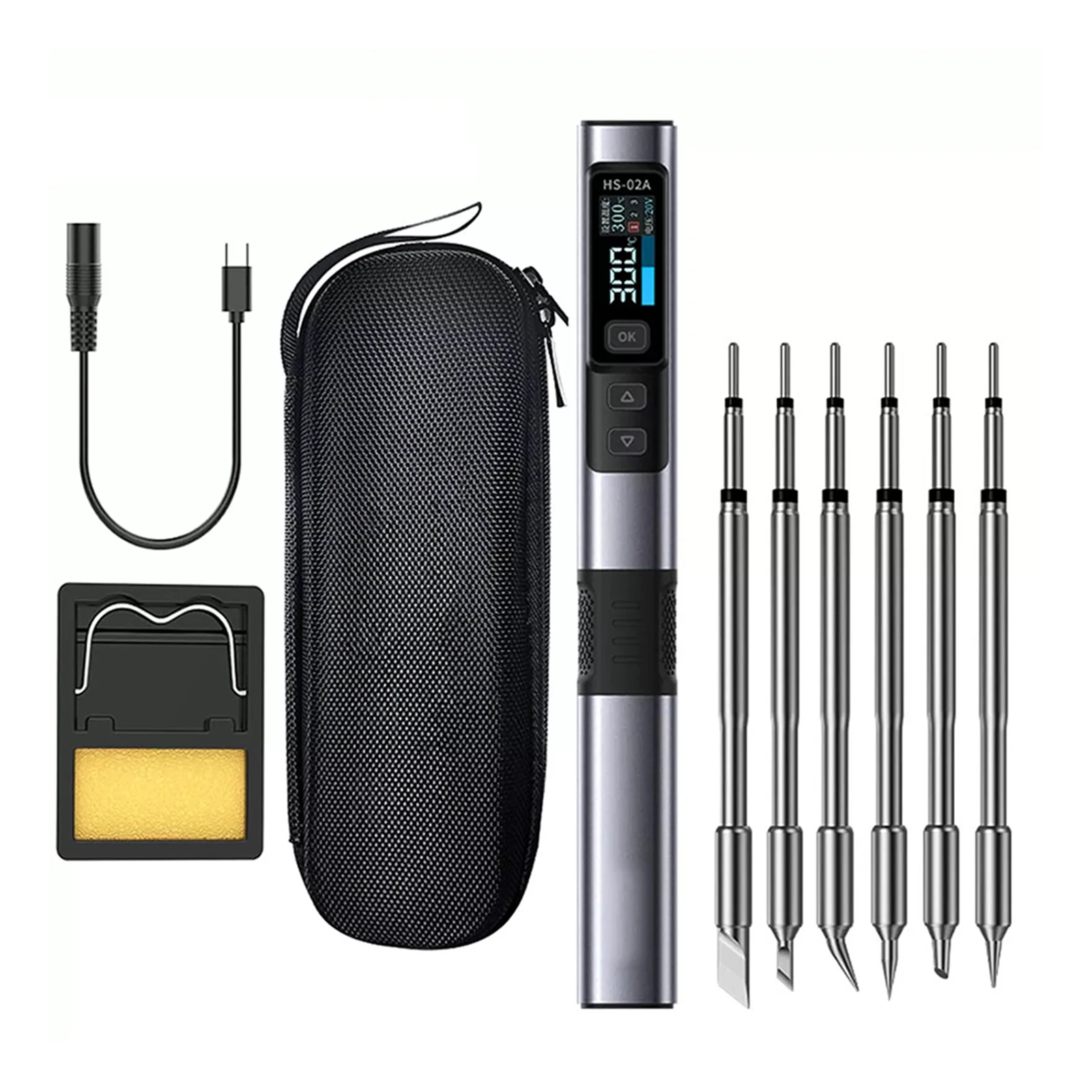 

Intelligent Electric Soldering Iron Tool W/ 6 Welding Tips For Fnirsi HS-02A 100W DC9-24V Constant Temperature Welding Equipment