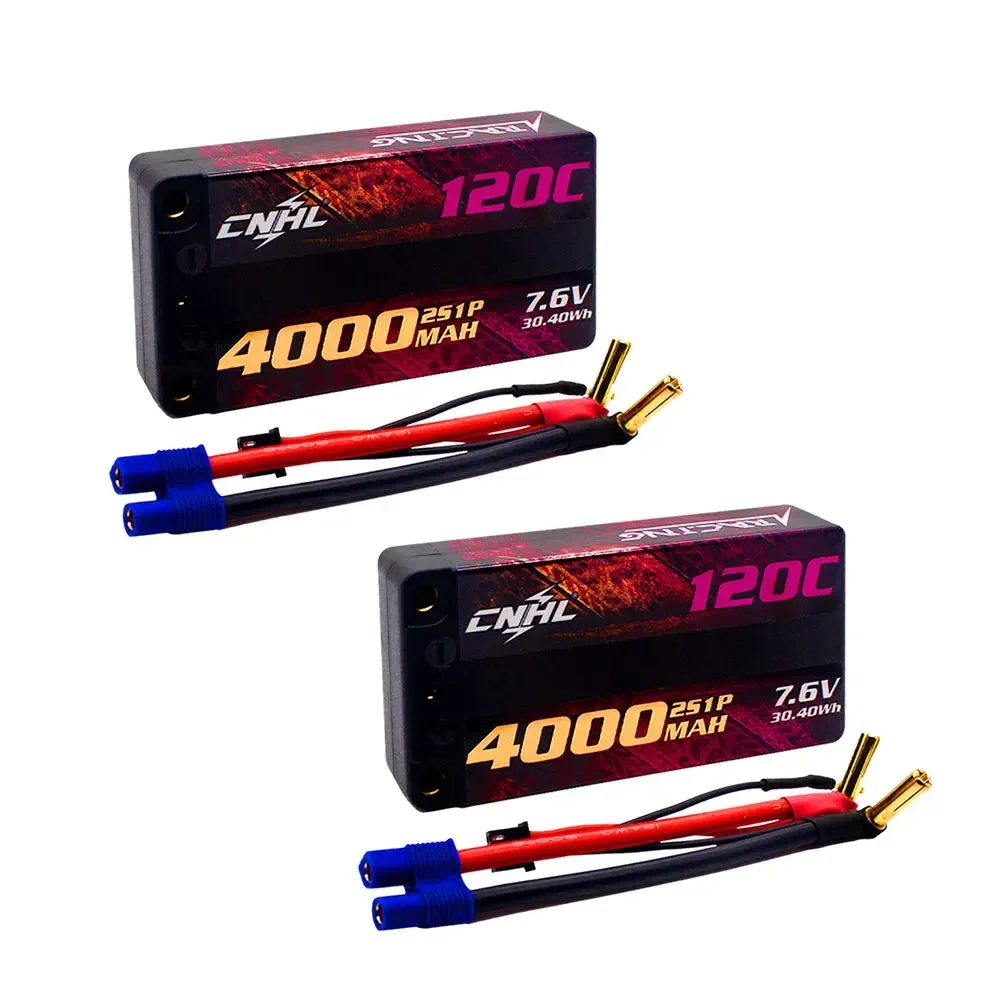 Connecteur EC3 d'une batterie LiPo CNHL HV Shorty Hard Case, vue rapprochée.