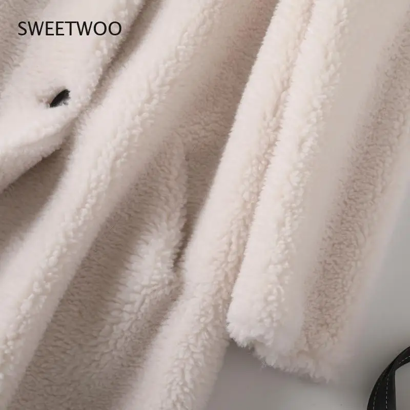 Women Winter New Lamb Fur Coat Female Korean Hooded Granule Sheep Shearing Jacket Loose Mid-Length Warm Outerwear Ladies 2022