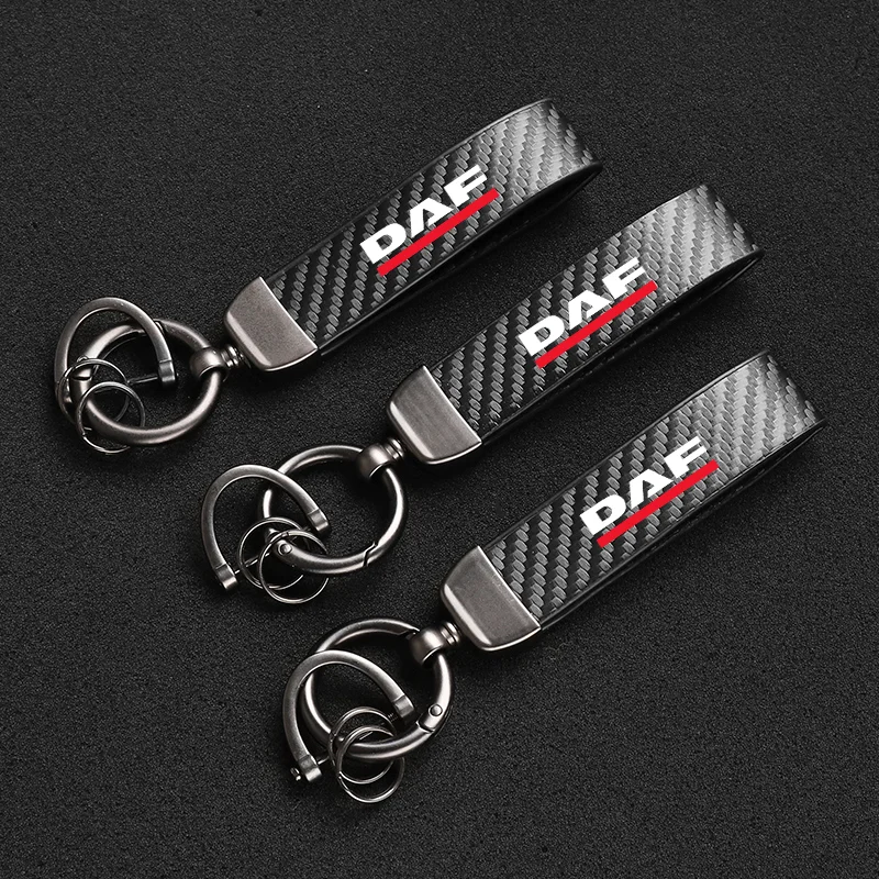 Car Accessories Keychain Carbon Fiber Texture Key Rings Keychain Keyring Auto Vehicle Key Chain Key Bag For Daf Car Xf 95 105