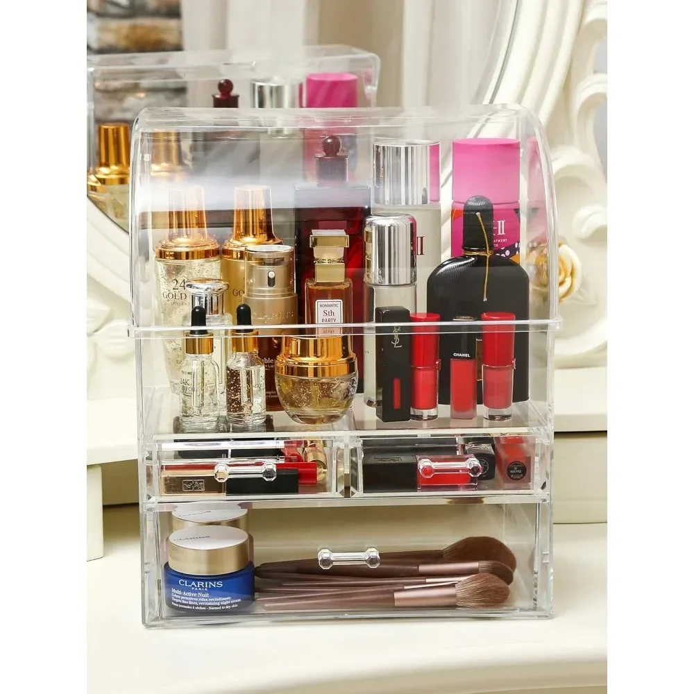Professional Large Cosmetic Makeup Organizer Dust Water Proof Cosmetics Storage Display Case with Drawers 6