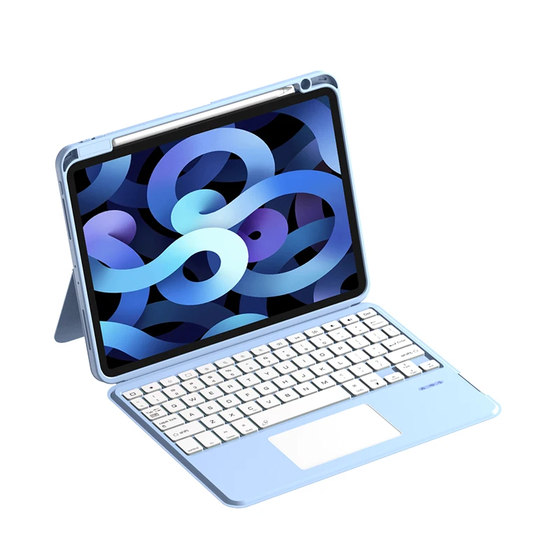 Custodia Per Tastiera Wireless Divisa Per Apple Ipad 7/8/9Th Gen 10.2 Pro 11 Con Trackpad Rgb Blacklit Smart Bluetooth Keyboard Folio