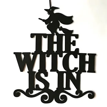 New Non-woven Halloween Door Hangings The Witch Is In Wall Decorations Halloween Party Decoration