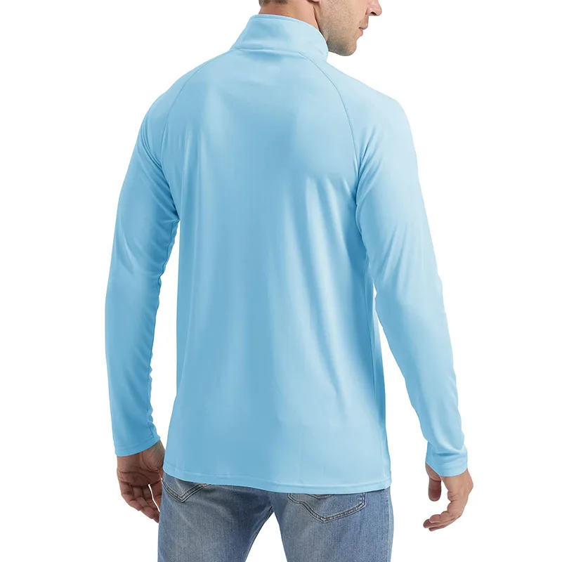 Men's UV Protection T-shirts 1/4 Zip Long Sleeve Quick Dry Outdoor T Shirt Hiking Fishing Camping Climbing Pullover sport t shirt long sleeve t shirt