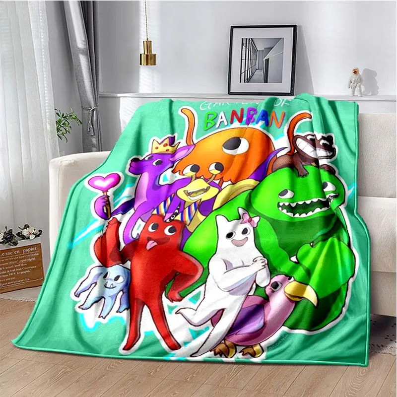 

Garten of Banban Flannel Blanket Soft Plush Warm Throw Blanket Adult Kids 3D Horror Game Bedroom Living Room Sofa Picnic Blanket