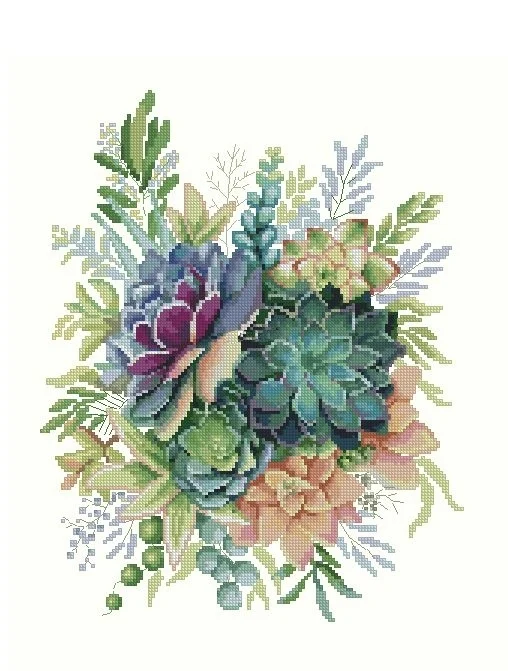 

-Суккулент 36-42 DIY Набор для вышивки крестиком Aida 14CT 14CT холст ткань Набор для вышивки Гостиная Декор