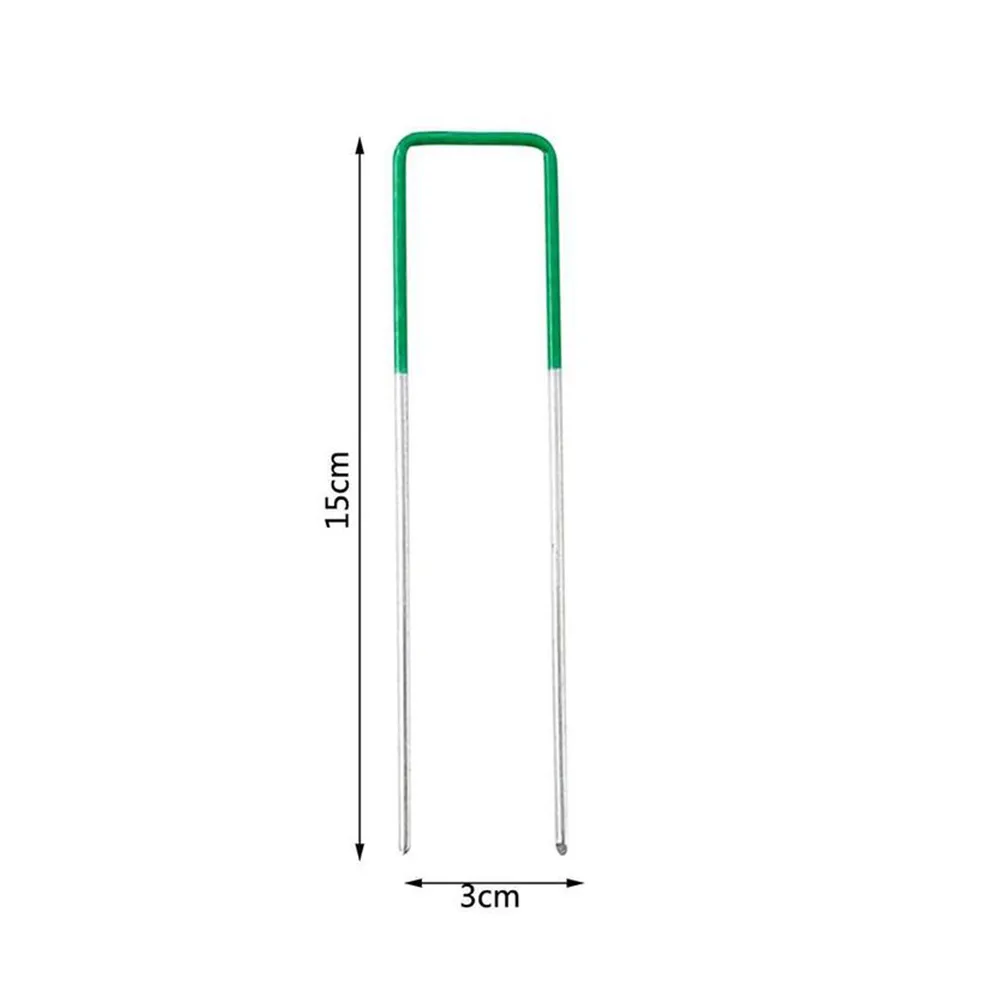 10pcs U-Shaped Nails Carbon Steel Garden Netting Fixed Pegs Garden Ground Lawn Turf Galvanised Pegs Staples Fastening Nails garden staples