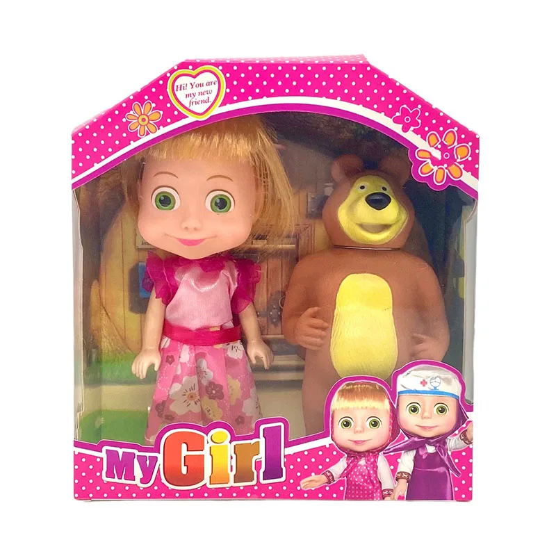 6.5-inch 2nd Generation Masha Bear Doll Collection Ornament Office Desktop Decoration Kawaii Figure Gift Toy