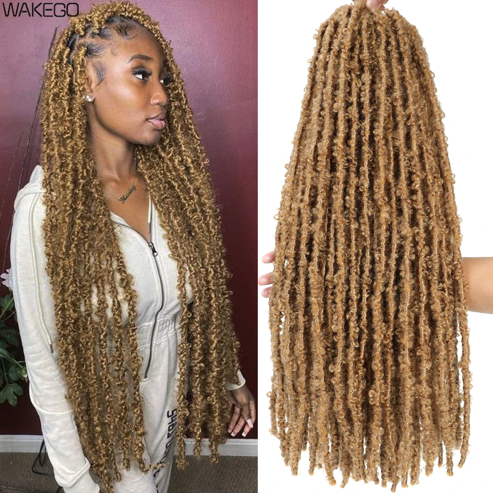 Wakego Butterfly Locs Crochet Hair 14 18 24 Inch Fausse Locks Crochet Butterfly Extensions Pre-looped Soft Locs Synthetic Braid 4
