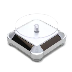 360° Rotating Solar-Powered Jewelry Display Stand (Silver)