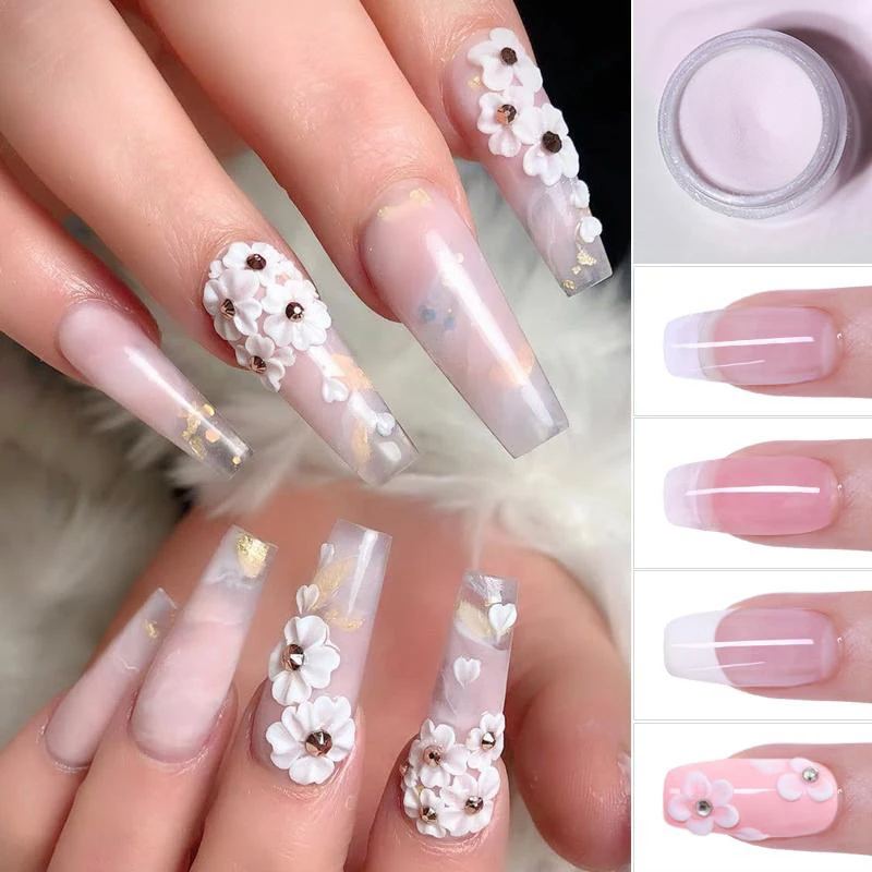 BORN PRETTY Acrylic Powder 30/10g Clear White Pink Acrylic Nail Professional Polymer for French Nail Extension No Need Lamp Cure 2