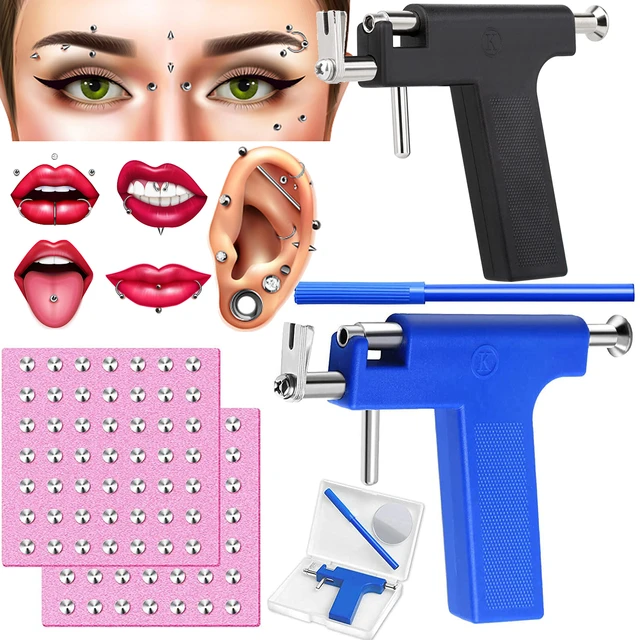 Pistola de perforación profesional para oreja, cuerpo, nariz, ombligo,  labios, lengua, Kit de herramientas, 98 piezas, Piercing estéril de  seguridad saludable - AliExpress