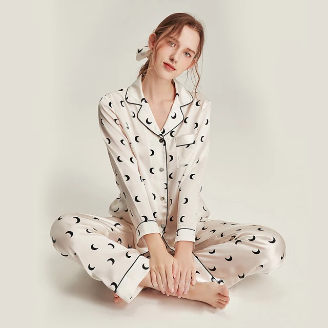 Women's 100% Mulberry Silk Pajama Set Comfy Silk Pajama Set For Spring  Summer Fall 2pc Long Sleeve Silk Sleepwear Lady Home Suit - Pajama Sets -  AliExpress