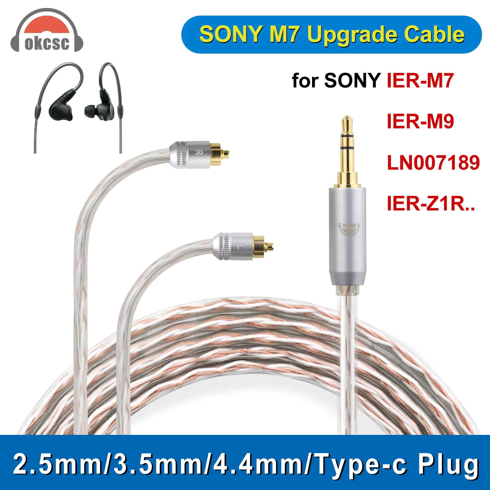 OKCSC Standard Balanced Earphone Cable for SONY IER-M7 IER