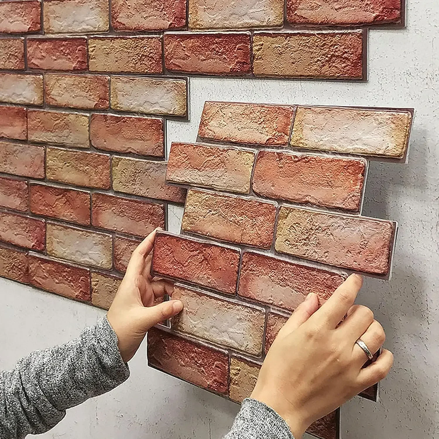 10/20/30PCS Self-Adhesive 3D Brick Wall Panels -0x30cm Waterproof Vintage Style for Bathroom Fireplace Decor Installation