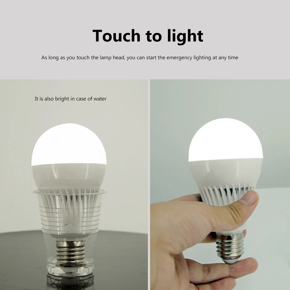 Hvad er der galt Berettigelse bredde Smart Emergency Light E27 Camping Lantern Bulb LED Touch Light Up  Flashlight 5/7/9/12W Rechargeable Bulbs Lighting Lamp