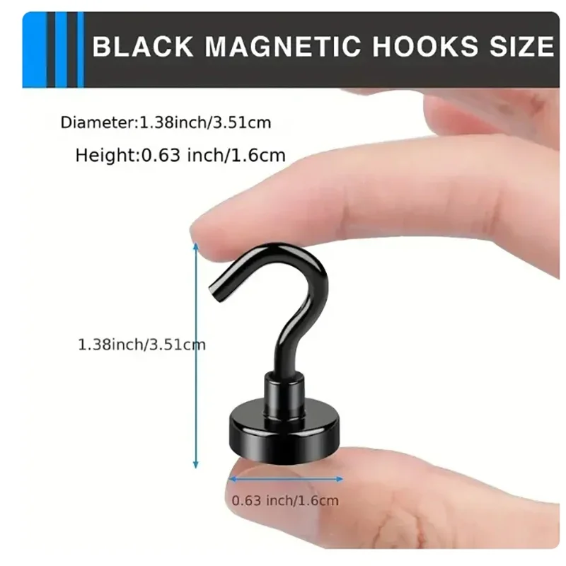 Magnetic Hooks 6Pcs 15 Lbs (Approx 7Kg) Indoor Hangings for Kitchens Workplaces Offices and Garages