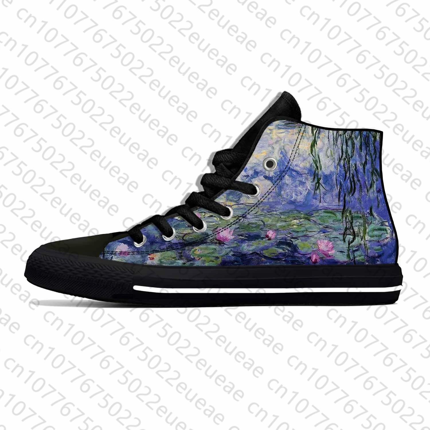 Claude Monet Water Lily Pond Pittura A Olio Moda Casual Scarpe Di Stoffa High Top Leggero Traspirante Stampa 3D Uomo Donna Sneakers