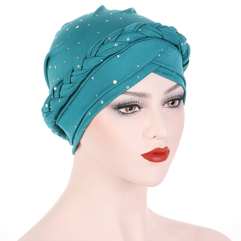 

Casual Knot Shiny Muslim Hijab Women Muslim Turban Hat Simple Headscarf Lady Solid Color Beanie Bonnet Islamic Head Wrap Cap