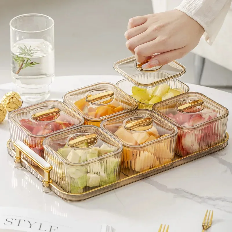 

BAINEL-Transparent Fruit Plate, Candy Plate, Nuts and Dried Fruit Storage Box, Refreshment Snack Plate Containers