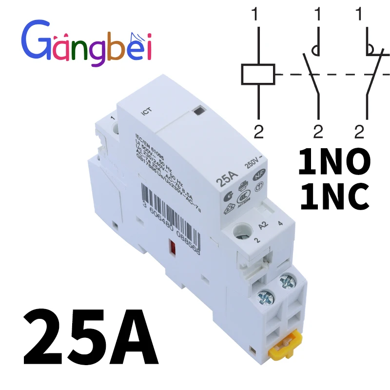 2P 25A 220V/230V 2NO 50/60HZ Din Rail Household AC Contactor contacteur  modulaire - AliExpress