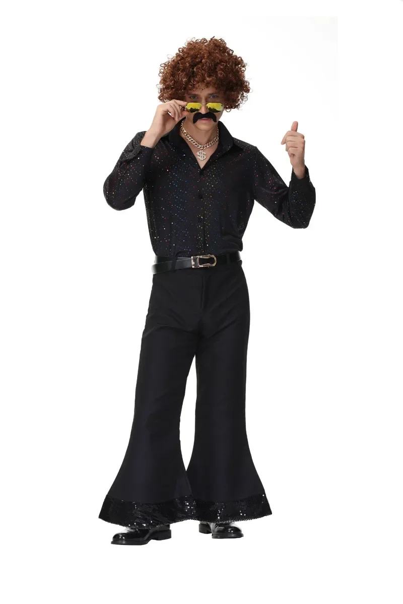 Couples 1960\'s 70\'s 80\'s Hippies Disco Costumes Cosplay Adult Hippies Dance Outfits Halloween Party Dress Up For Men Women