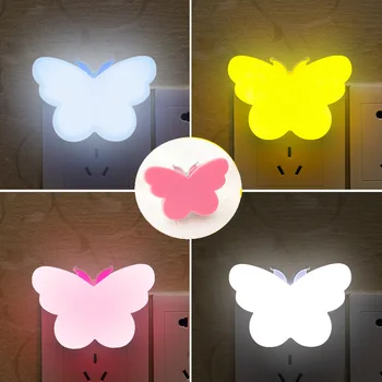 미니 LED 야간 조명 EU/US 플러그 황혼 새벽 센서 벽 밤 램프 나비 침실 복도 계단 복도 110V 220V