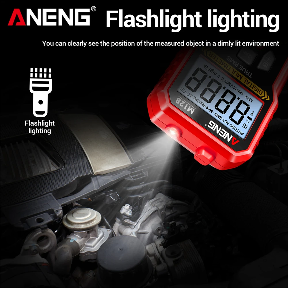 다기능 미니 멀티미터 ANENG M128 6000 카운트 AC/DC 전압 전류 저항 커패시터 NCV 전압 유도 테스터 도구