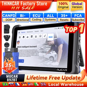 MUCAR 892BT AI Assist Automotive Tool Bi-directional Obd2 Scanner ECU Coding Car Diagnostic Tool CANFD DOIP 35 Reset Full System