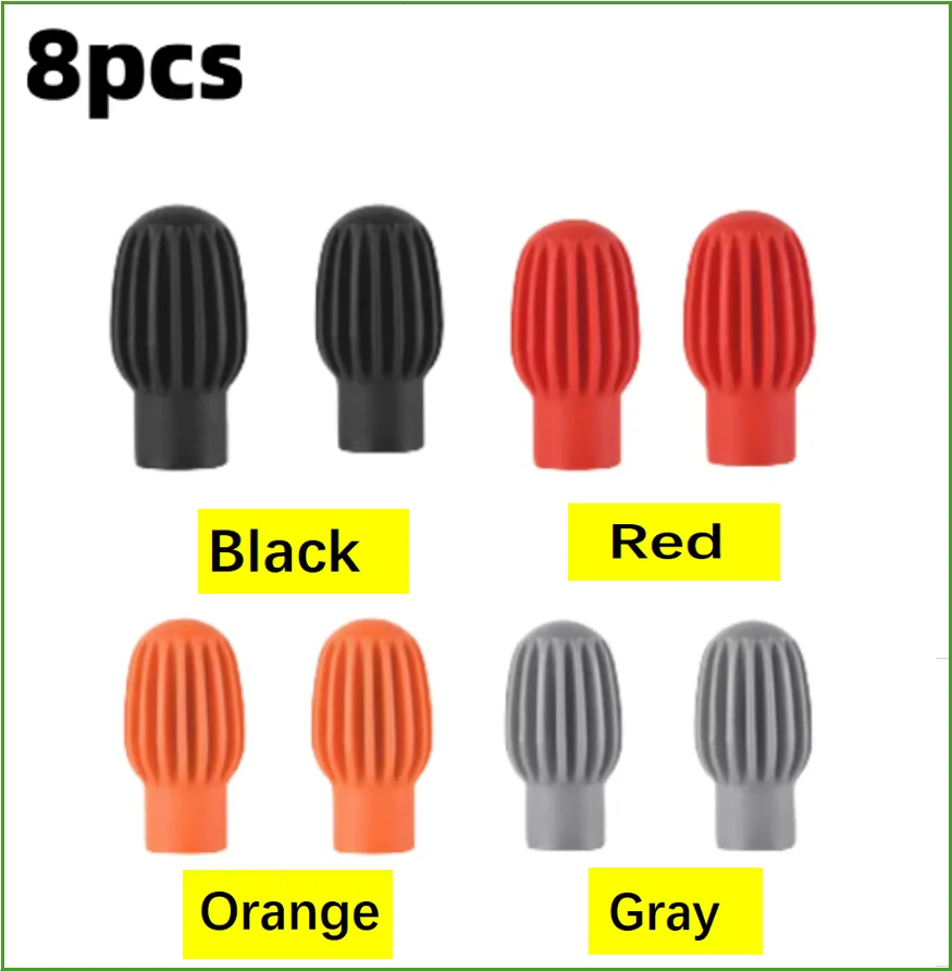 2 Stück/4 Stück Drum Mute Silikonhüllen – schweißgedrehte Klangschalldämpfer, Übungstipps, Drumstick-Kopf-Gummihülsen für leises Trommeln – Detail 13