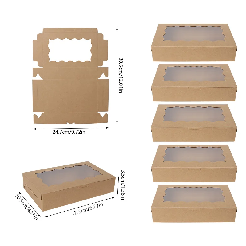 10/20Pcs Cake Dessert Boxes with Clear Window, Paper Bakery Packaging Boxes for Cupcake... - SKU CDB02021 - UGI Packaging