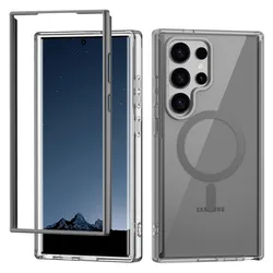 Magnetic Full - Body Shockproof Case with Built - in Screen Protector and Transparent Cover - Galaxy S24 Ultra (Gray)