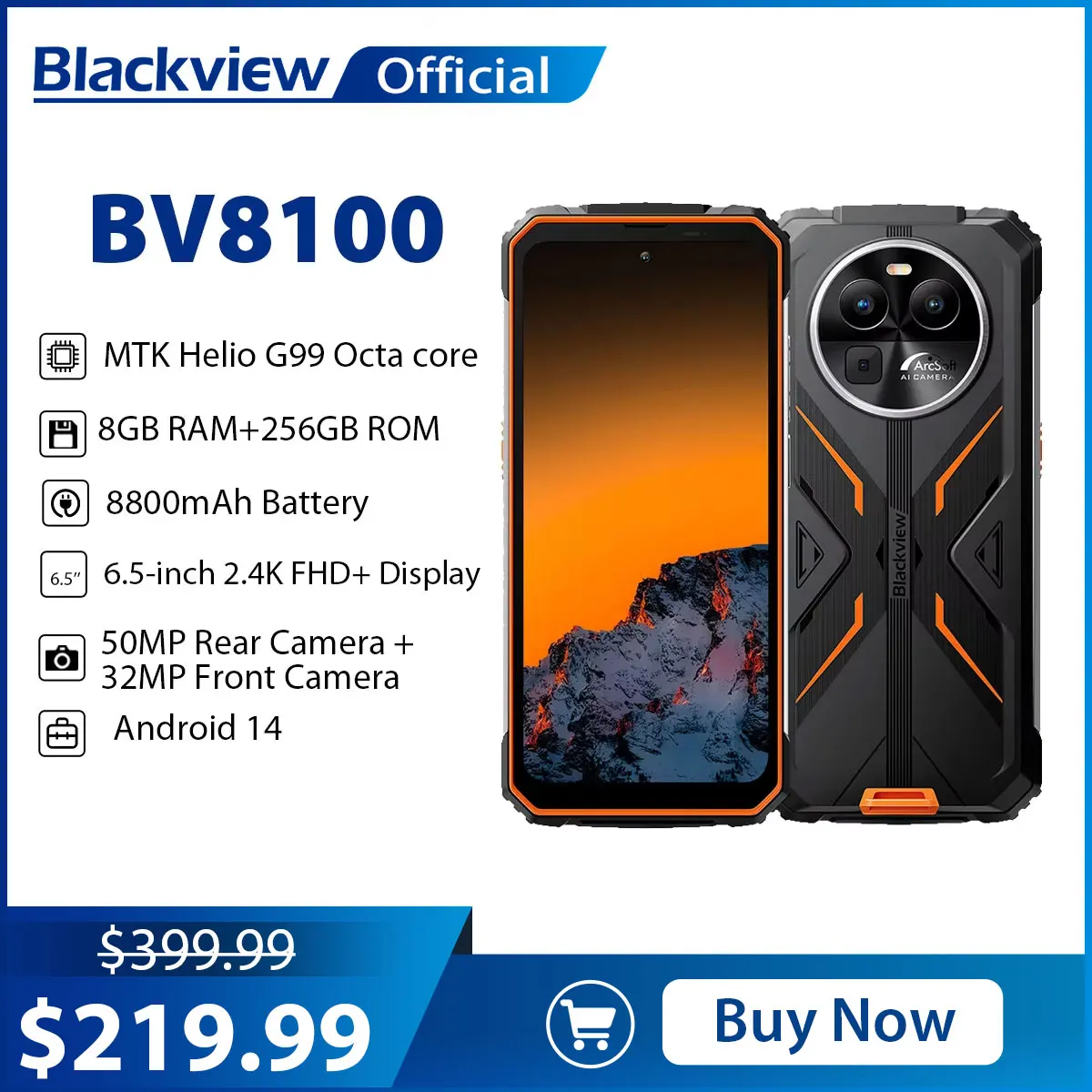 Blackview BV8100 Outdoor Smartphone – 8800 MAh, IP68, 50 MP Kamera, 6,5" 120 Hz Display