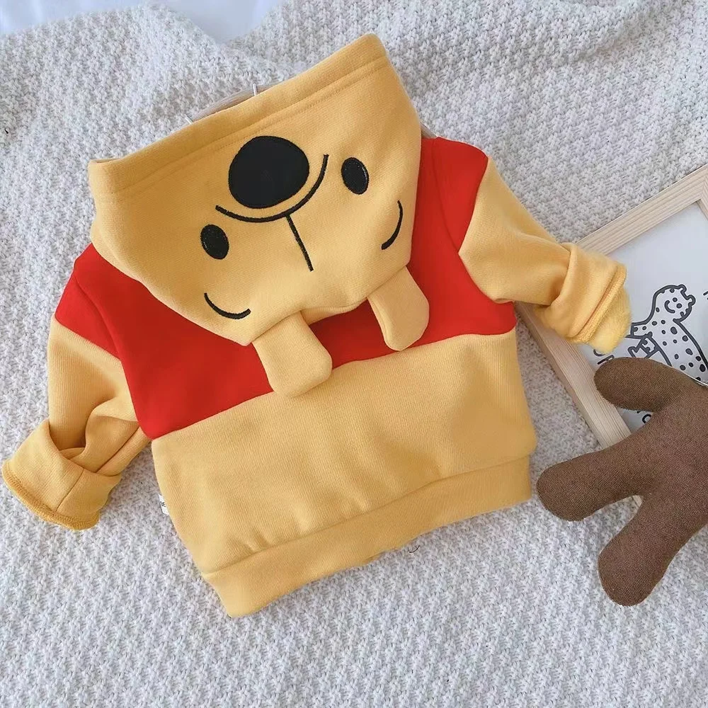 Baby Boys Autumn Winter Jacket Kid Warm Zipper Coat Girl Thick Parka Children Clothing Cartoon Winnie Pooh Outerwear Pajama Tops children outerwear