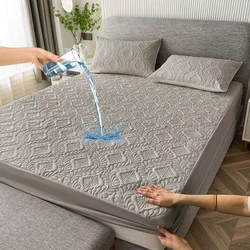 Waterproof Quilted Mattress Protector - Non - Slip, Dustproof, and Breathable Fitted Sheet for Added Comfort (Grey)