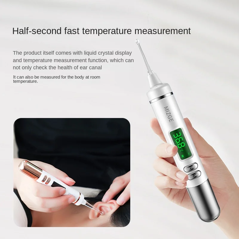 Smart Temperature Earpick Ear Cleaning Luminous Soft Silicone Ear Pick Wireless Charging Ear Cleaner Kit Health Care Adults Kids 2