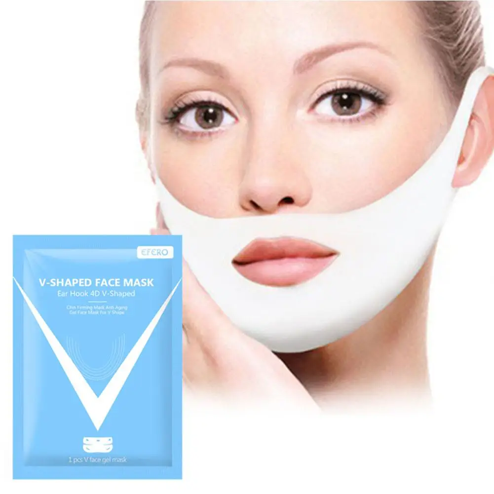 Silicone Riutilizzabile Face Lift Gel Morbido Antirughe Dimagrante Pelle Del Mento V Whiten Tape Shape Patch Doppia Fasciatura Riduce B V2L7