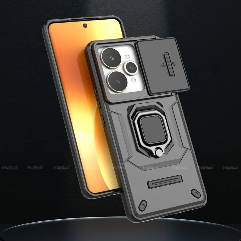 Shockproof Phone Case with Lens Protective Ring Holder - Durable Bumper Cover