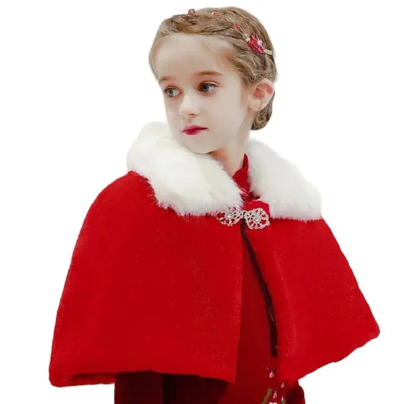 

Girls Red Princess Cloak Warm Velvet Cape Halloween Costume Cosplay Cartoon Princess Winter Kids Warm Fancy Capes Coat