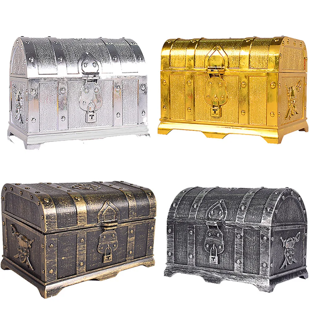 Pirate Treasure Chest Lock Key Treasure Chest Storage Box Us Storage Box Jewelry Aliexpress