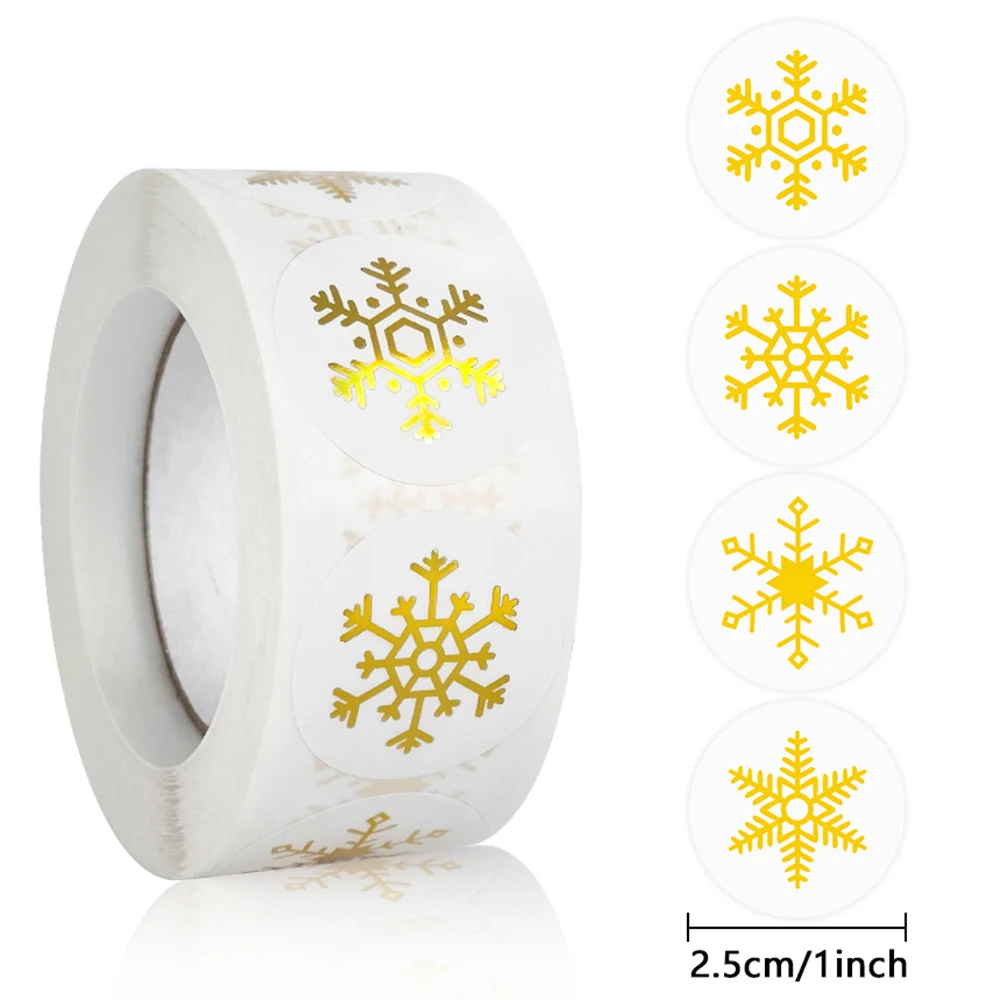 Christmas Stickers 50-500Pcs Gold Snowflake Candy Bag Envelopes Sealing Label Gifts Box Decorations decorative stickers,self adhesive stickers,paper stickers,adhesive stickers,decorative labels stickers,gift box stickers