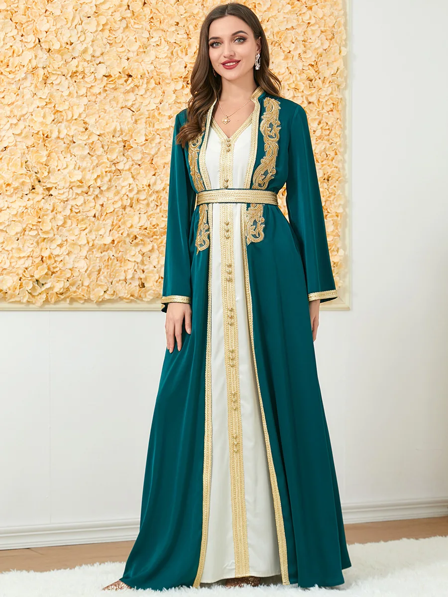 

Caftan Dresses For Women Party Evening Dubai Moroccan Oriental Arabic Robe 2 Piece Sets Islamic Kaftan Ramadan Eid Muslim Abaya