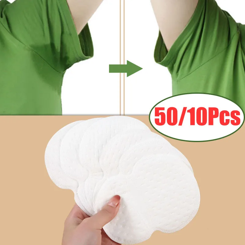 цена 50/10Pcs Nonwovens Sweat Pads Disposable Dress Clothing Perspiration Pads Armpit Care Sweat Breathable Absorbent Pad Deodorant