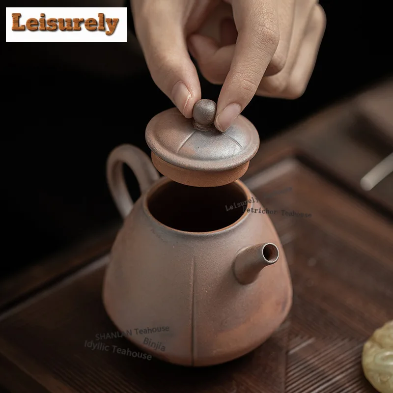 Old Rock Clay Coarse Pottery Teapot Luxury Tea Infuser Pot Household Tea Soaking Kettle with Strainer Cafes Supplies Ornaments