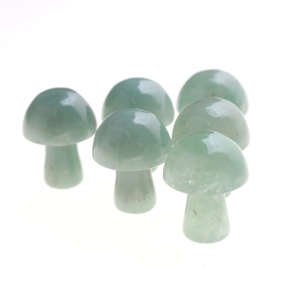 2CM Mini Mushroom Statue Natural Stones Carved Decoration Rose Quartz Healing Crystal Gift Room Ornament Fish Tank Decoration