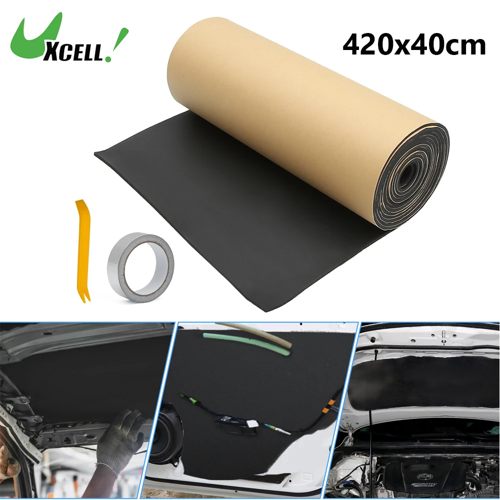 Sound Insulation Mat UXCELL 420x40cm 4mm 18sqft Heat Insulation Pad Universal For Car Door Floor Damping Self Adhesive Foam 1Roll
