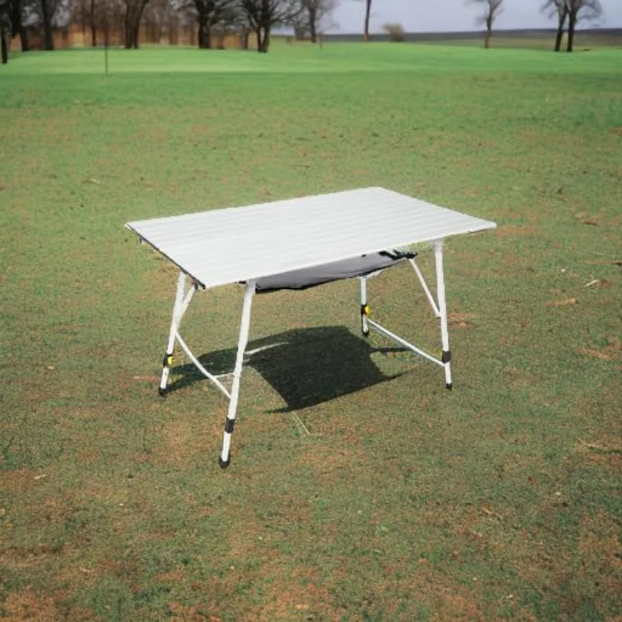 Camping Table Portable Foldable with Adjustable Legs Aluminum Folding Table Roll Up Table with Carrying Bag for Outdoor Beach P
