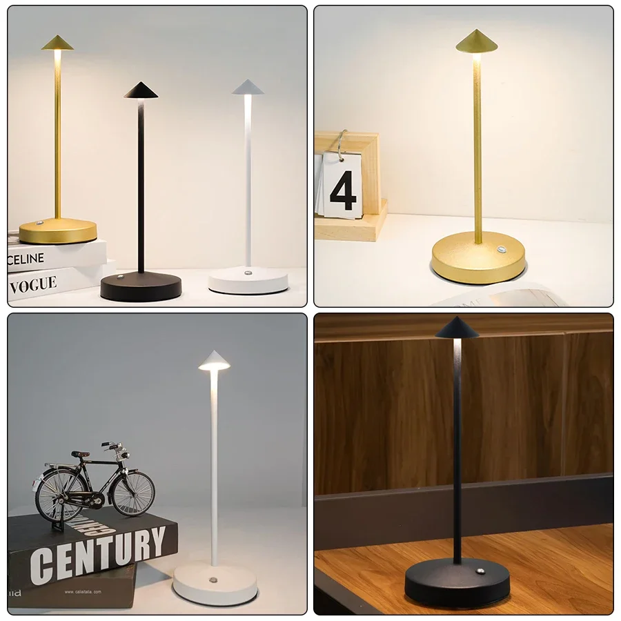 Rechargeable LED Table Lamp Touch Sensor Night Desk Lamp for Restaurant Hotel Bar Bedroom 3 Color Temperatures Stepless Dimming 6